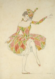 Progetto per il costume di Anna Pavlova come Colombina in 